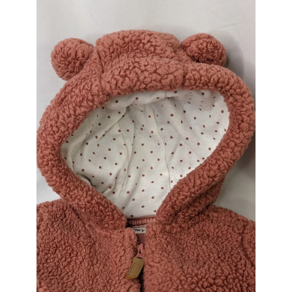 Carters Hooded One Piece Pram Suit Snuggle Bodysuit Sherpa Sz‎ 3M